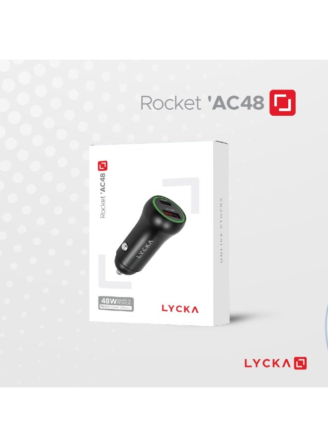 LYCKA Rocket AC48 48W PD 3.0 Car Charger with USB-C to Lightning Cable 1.8m – Fast Charging for iPhone & iPad - Image 5